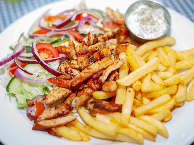 Gyrostál hasábburgonyával